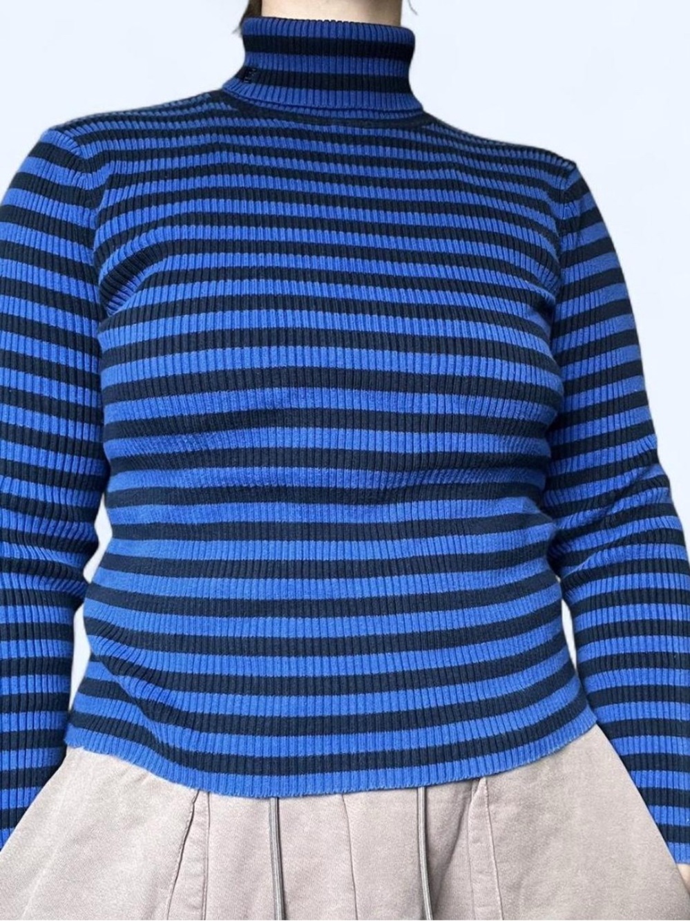 Ralph Lauren Striped Ribbed Knit Turtleneck Sweater